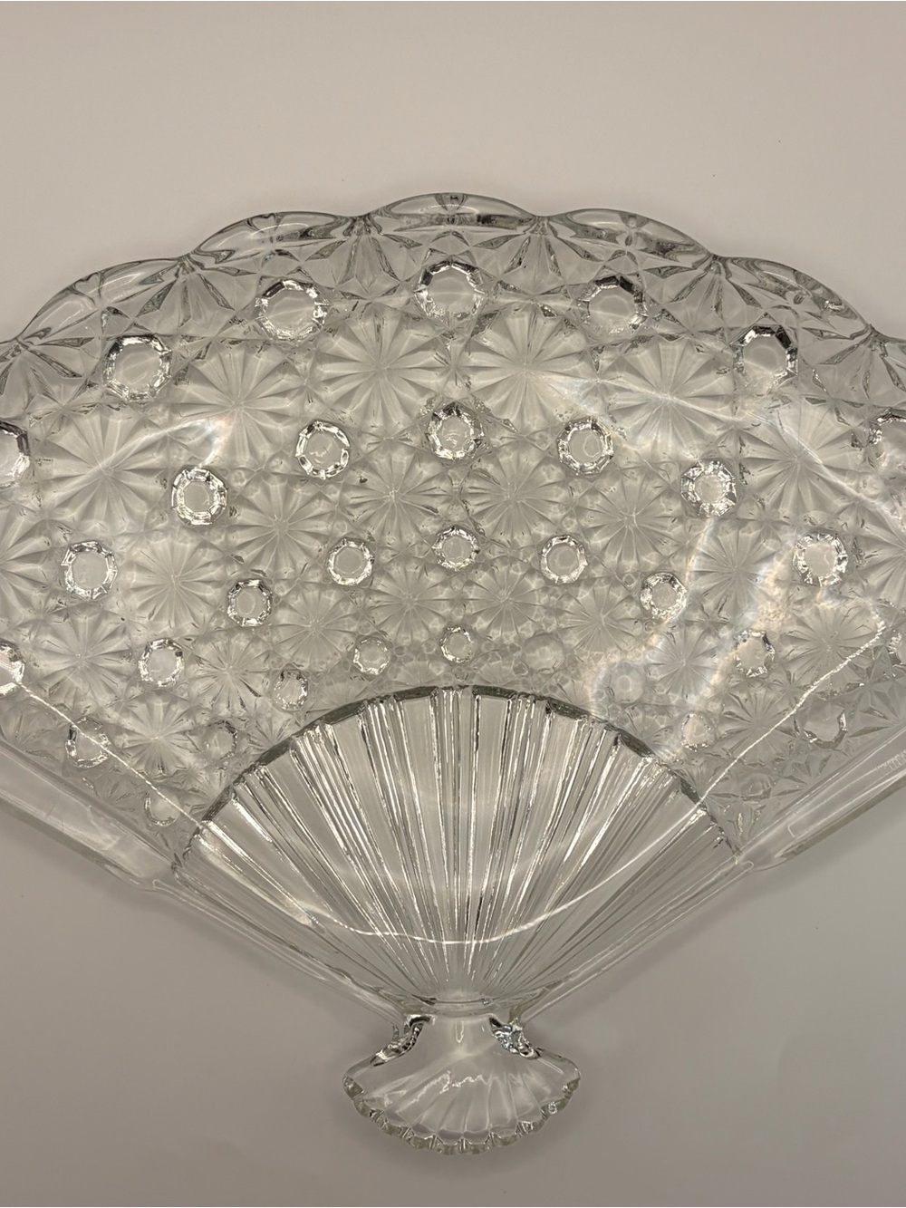 Pressed Glass Fan-Shaped Trinket Dish